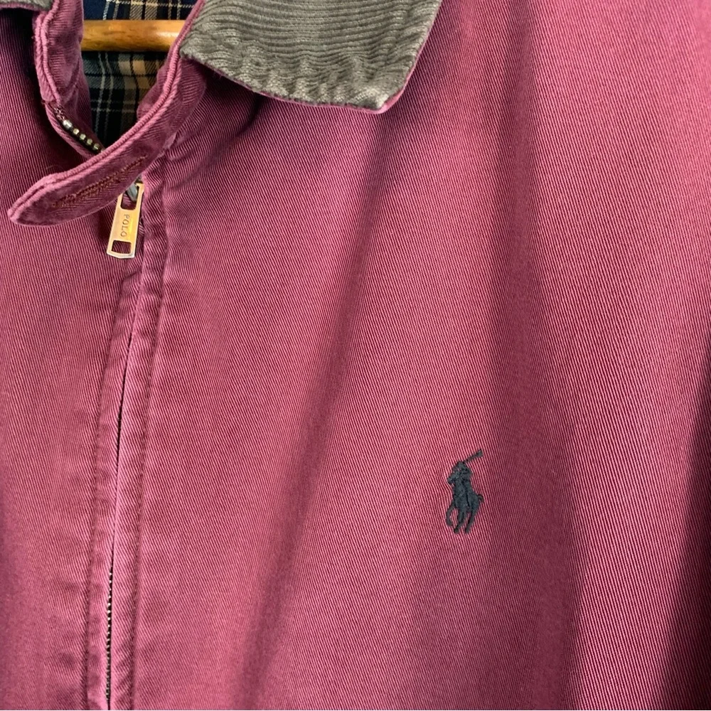 Vintage 90's Polo Ralph Lauren Corduroy Collar Plaid Harrington Zipper Jacket L_2